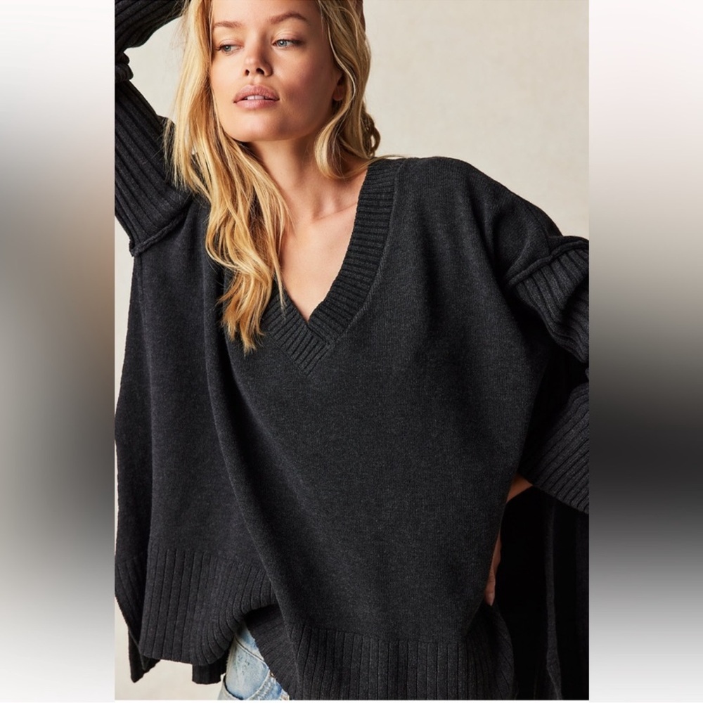 Free People Women’s Orion A Line Tunic Sweater Oversized Size Small in Gray